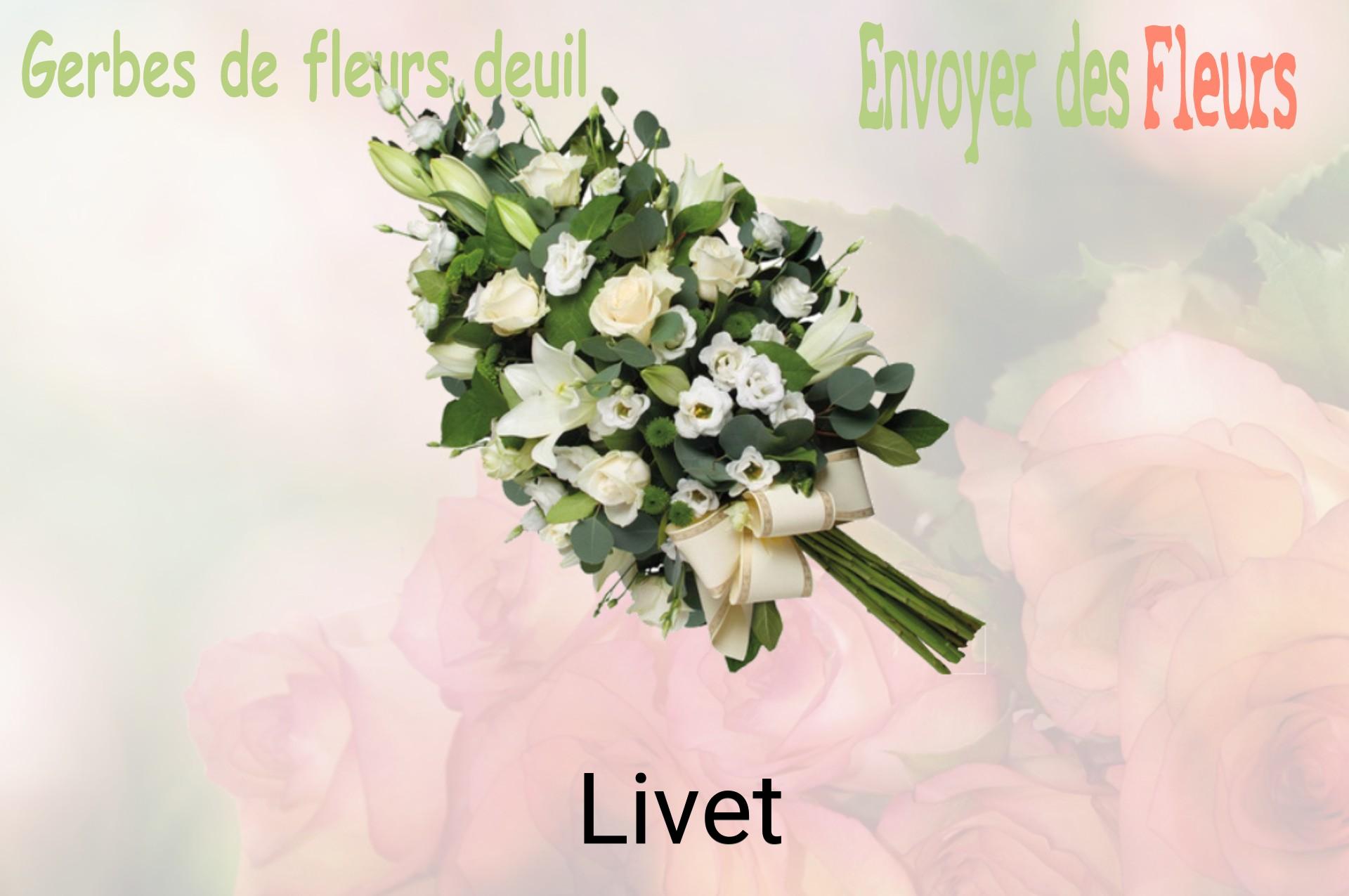 Gerbe de fleurs de deuil livrée à Livet